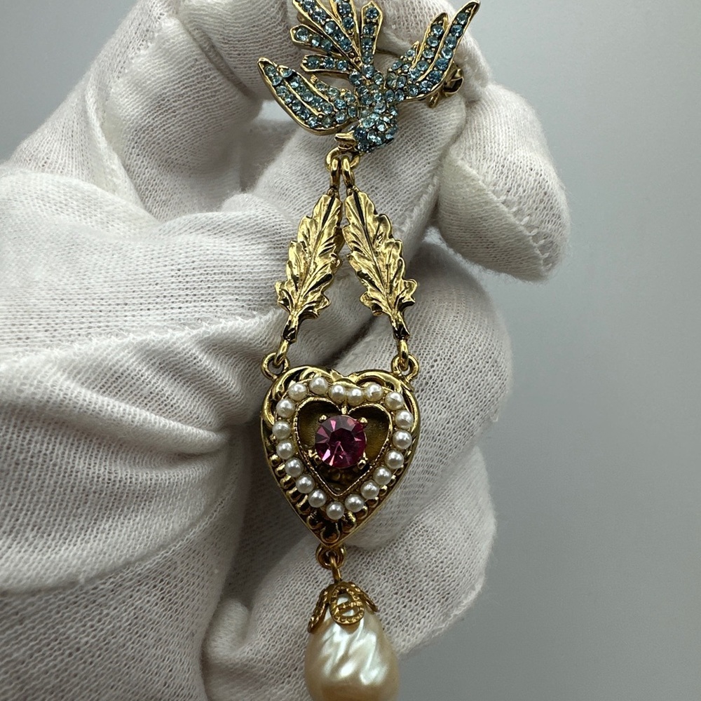 Vintage Rare Graziano Rhinestones Brooch #613